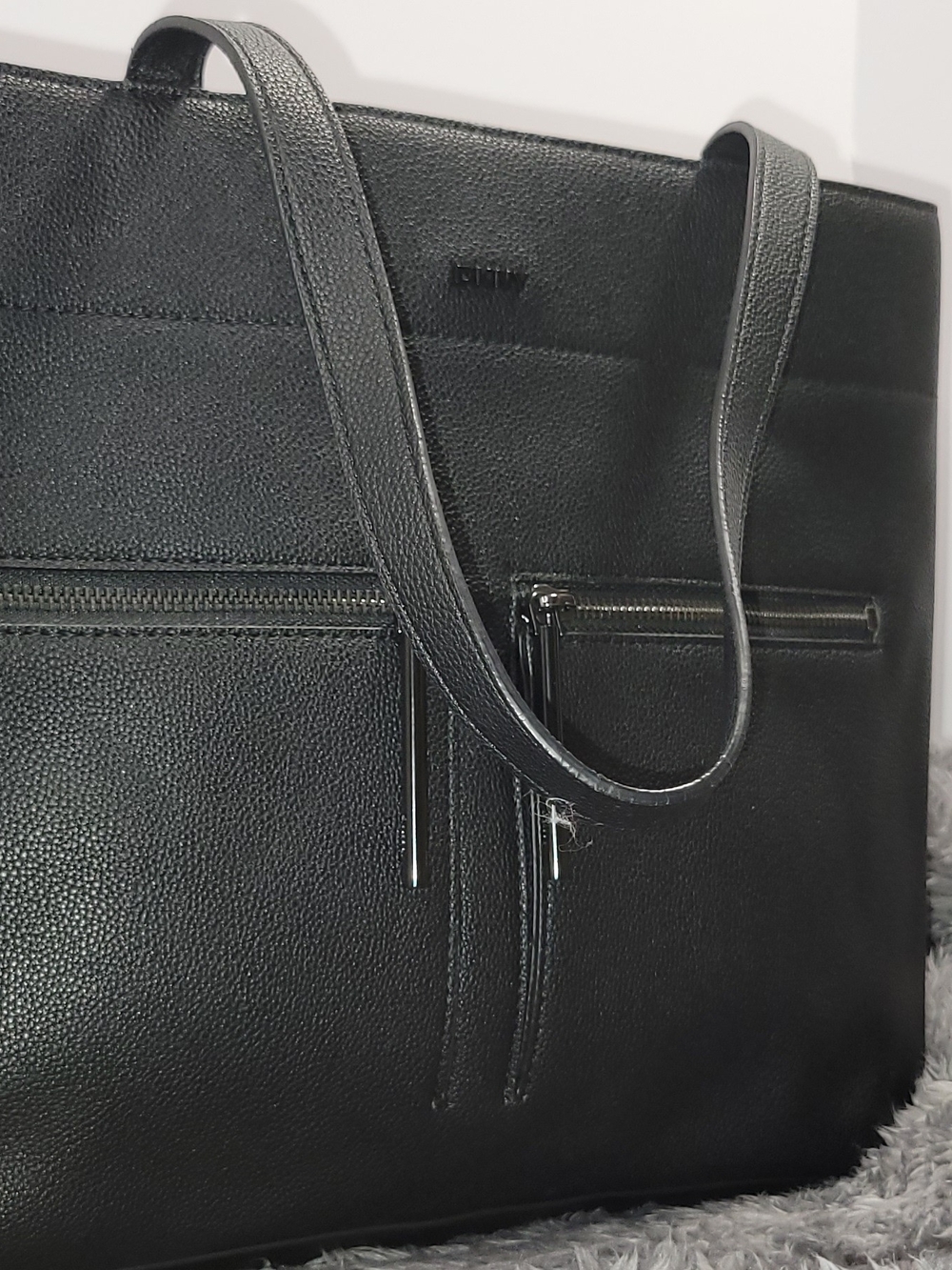 Classic Black Leather Tote Bag by